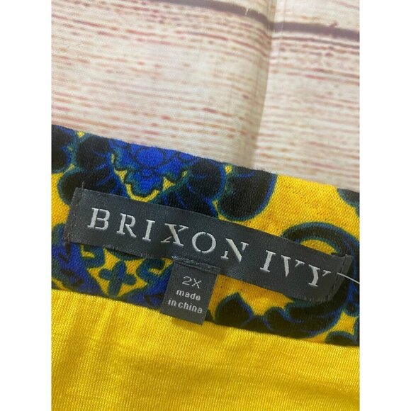 NWT Stitch Fix Brixton Ivy's Women's Yellow Blue Patterned Skirt - 2XL - Picture 7 of 12
